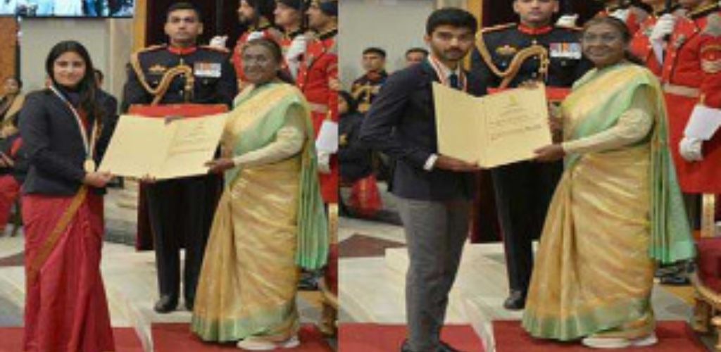 द्रौपदी मुर्मु ने गुकेश सहित चार खिलाड़ियों को खेल रत्न पुरस्कार से किया सम्मानित